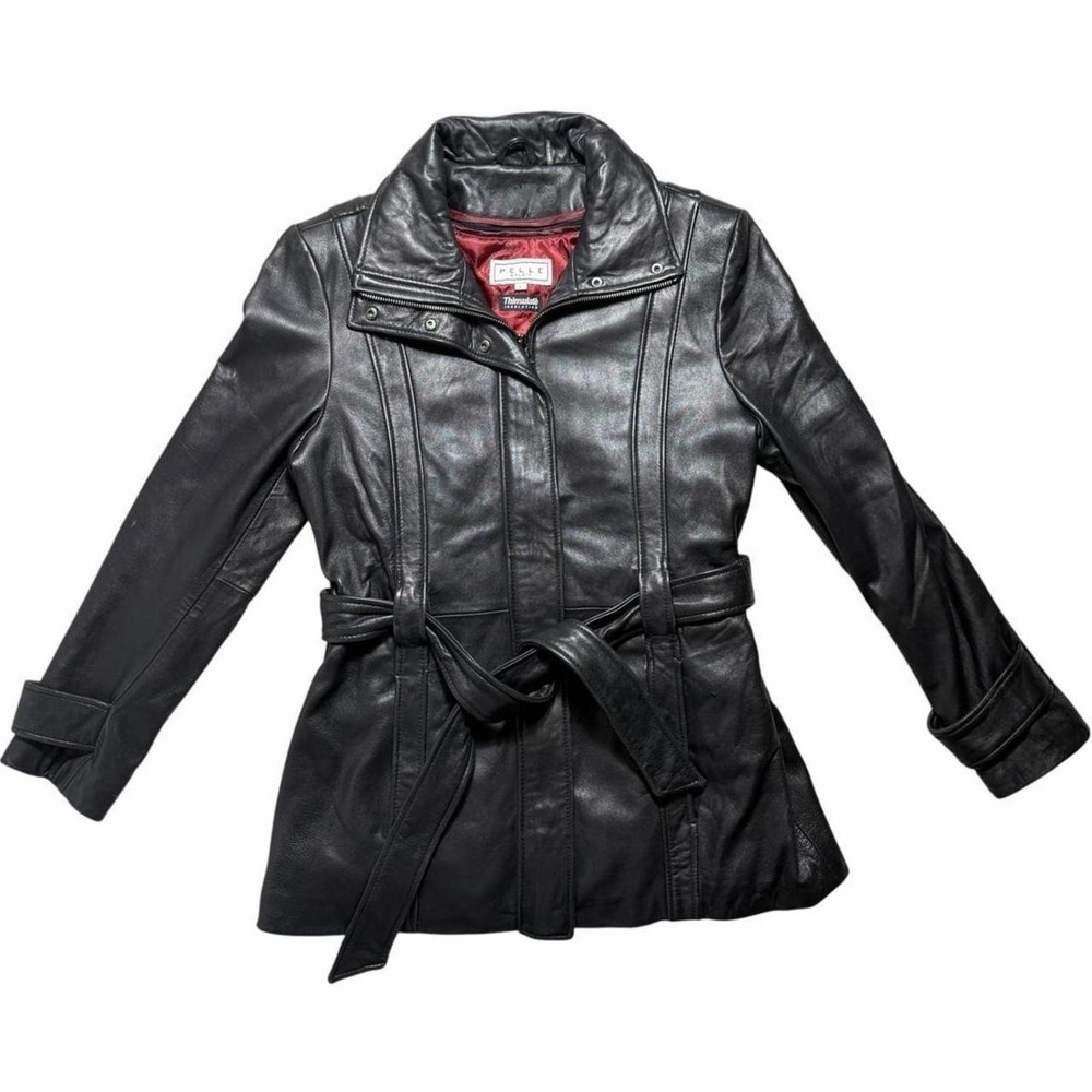 Pelle Studio Wilsons Leather Womens L Black Belted Thinsulate Leather Jacket